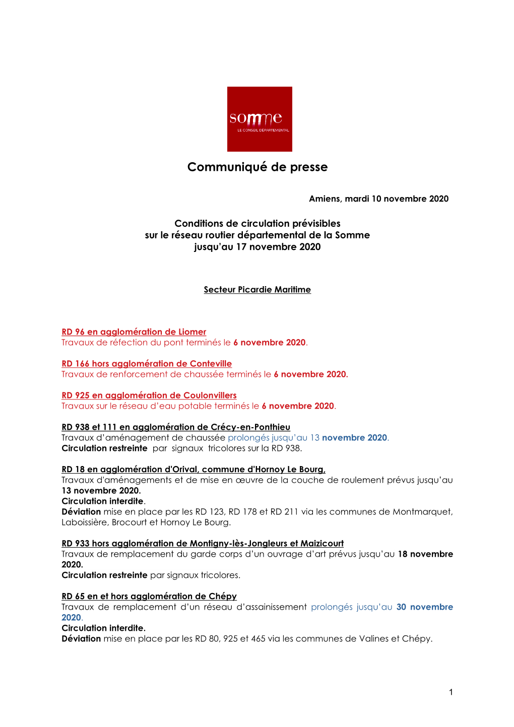 Communiqué De Presse