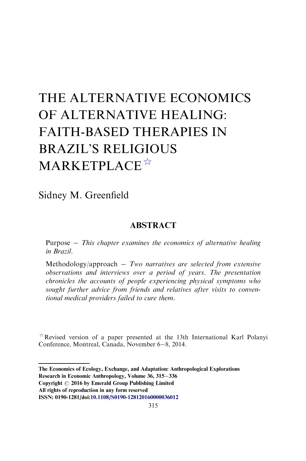 Faith-Based Therapies in Brazil's Religious Marketplace