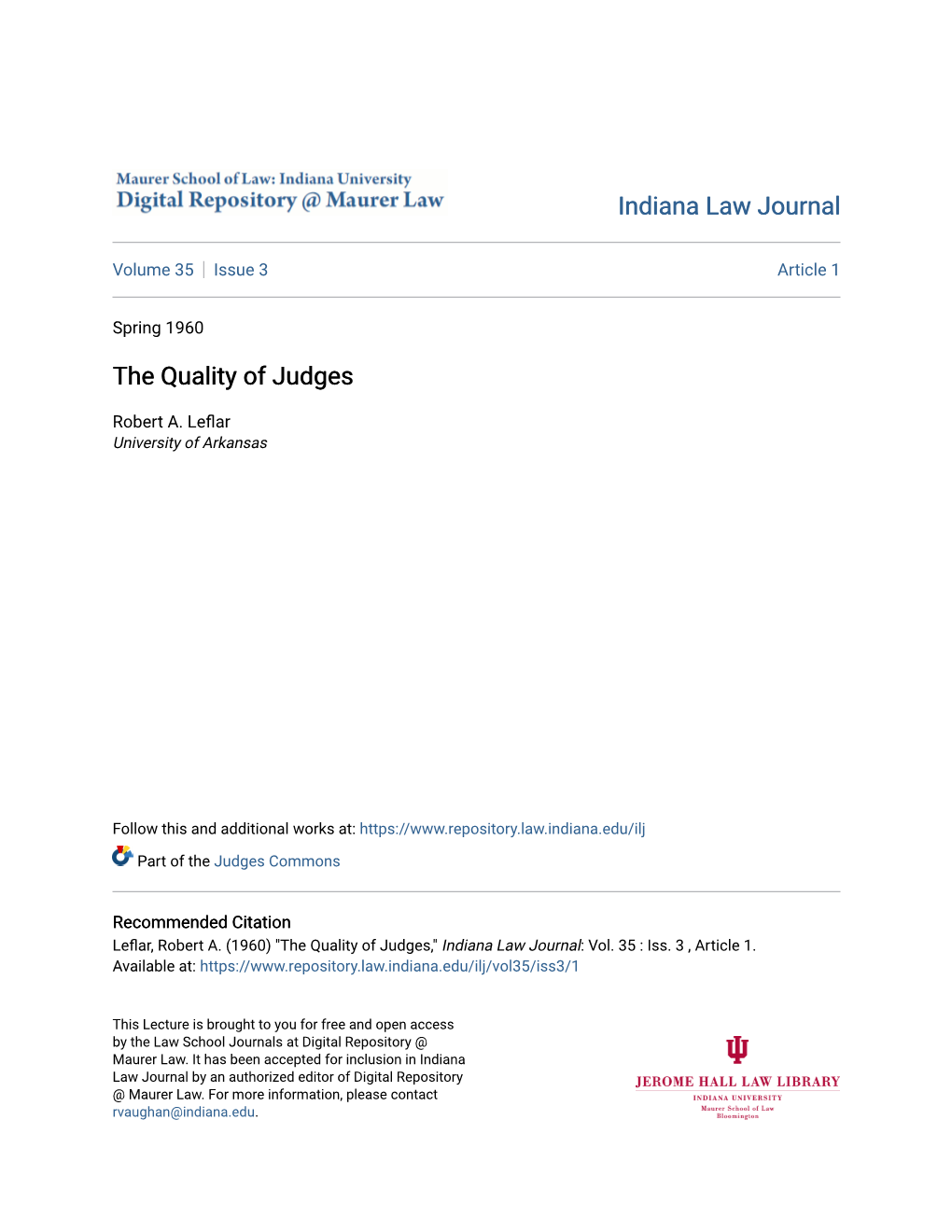 The Quality of Judges