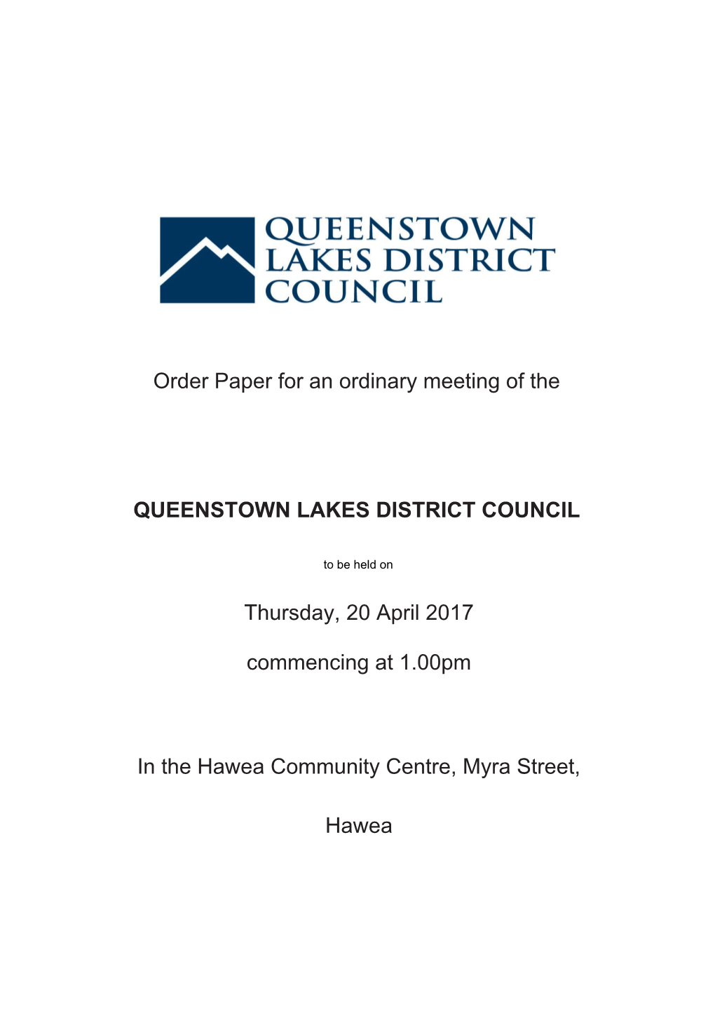 Full Council Meeting Agenda