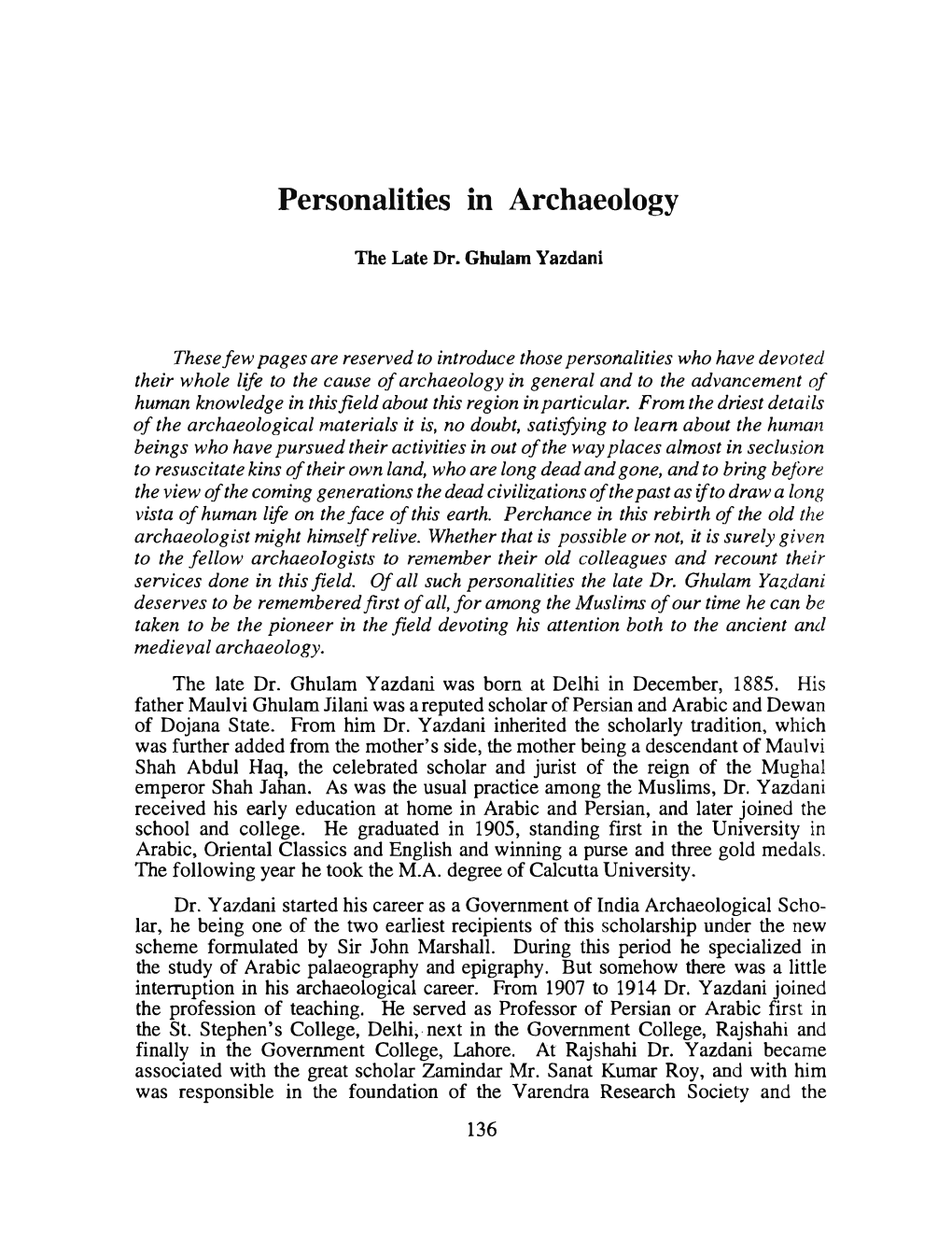 Personalities in Archaeology