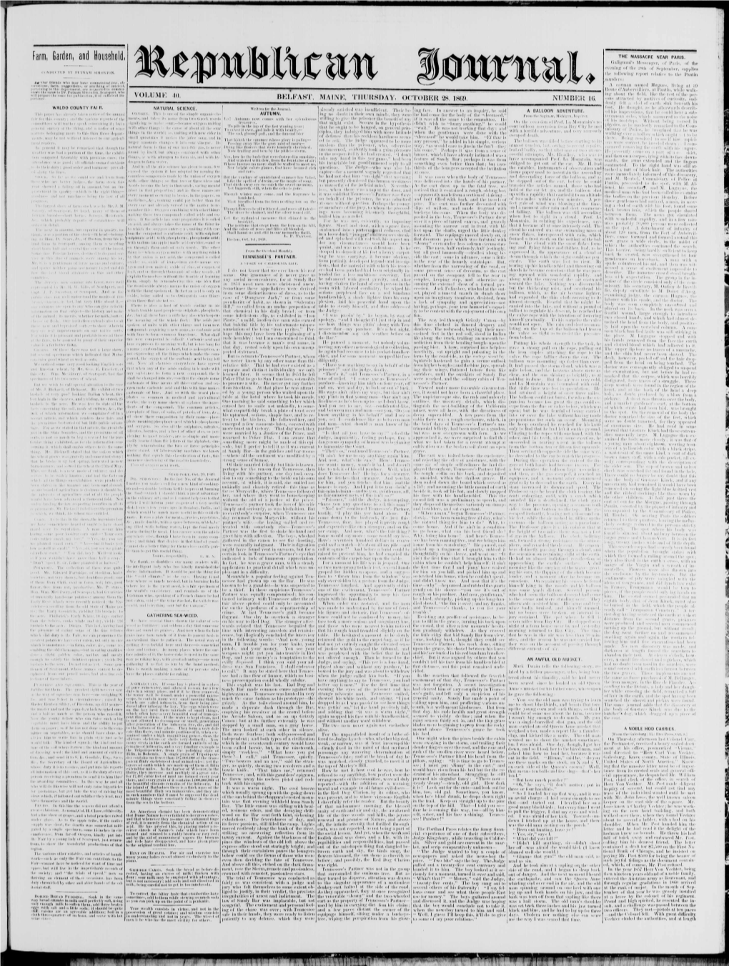 Republican Journal: Vol. 40, No. 16 October 28,1869