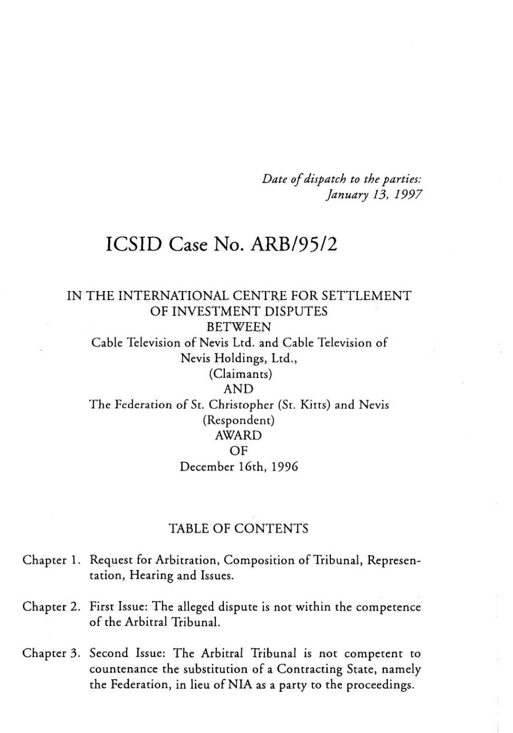 ICSID Case No. ARB/95/2