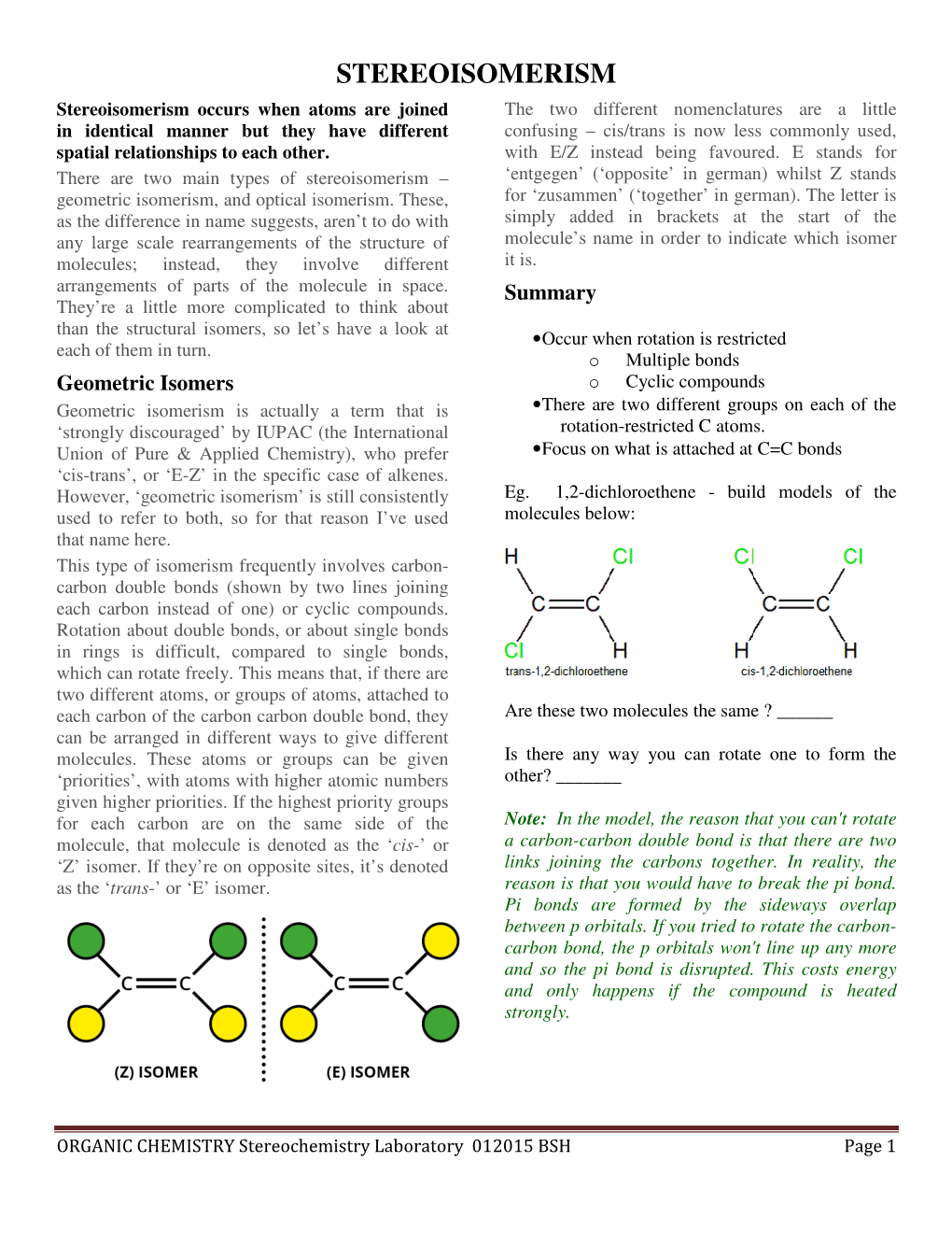 Stereoisomerism