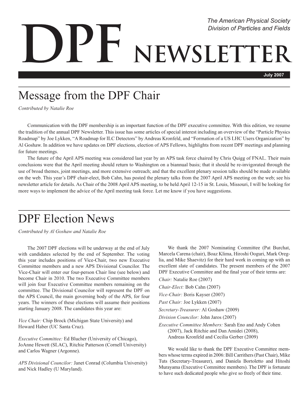 DPF NEWSLETTER July 2007