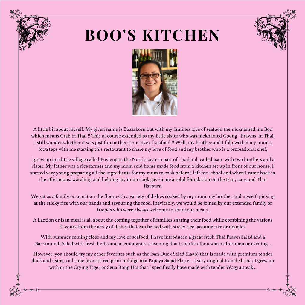 Boo's Kitchen New Menu May 2019 Internet