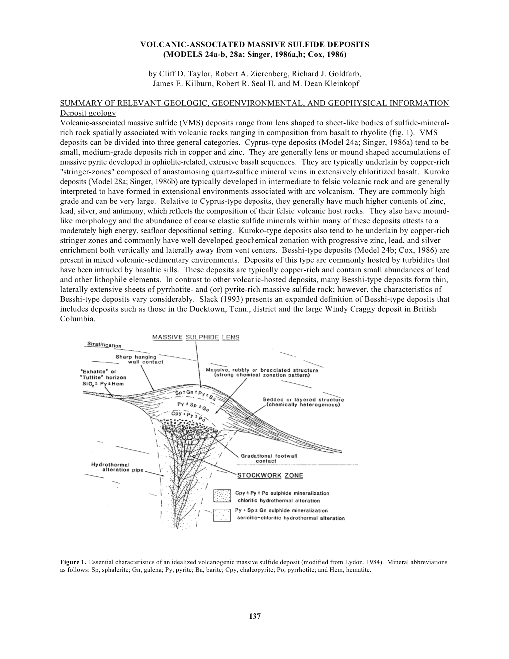 VOLCANIC-ASSOCIATED MASSIVE SULFIDE DEPOSITS (MODELS 24A-B, 28A; Singer, 1986A,B; Cox, 1986)