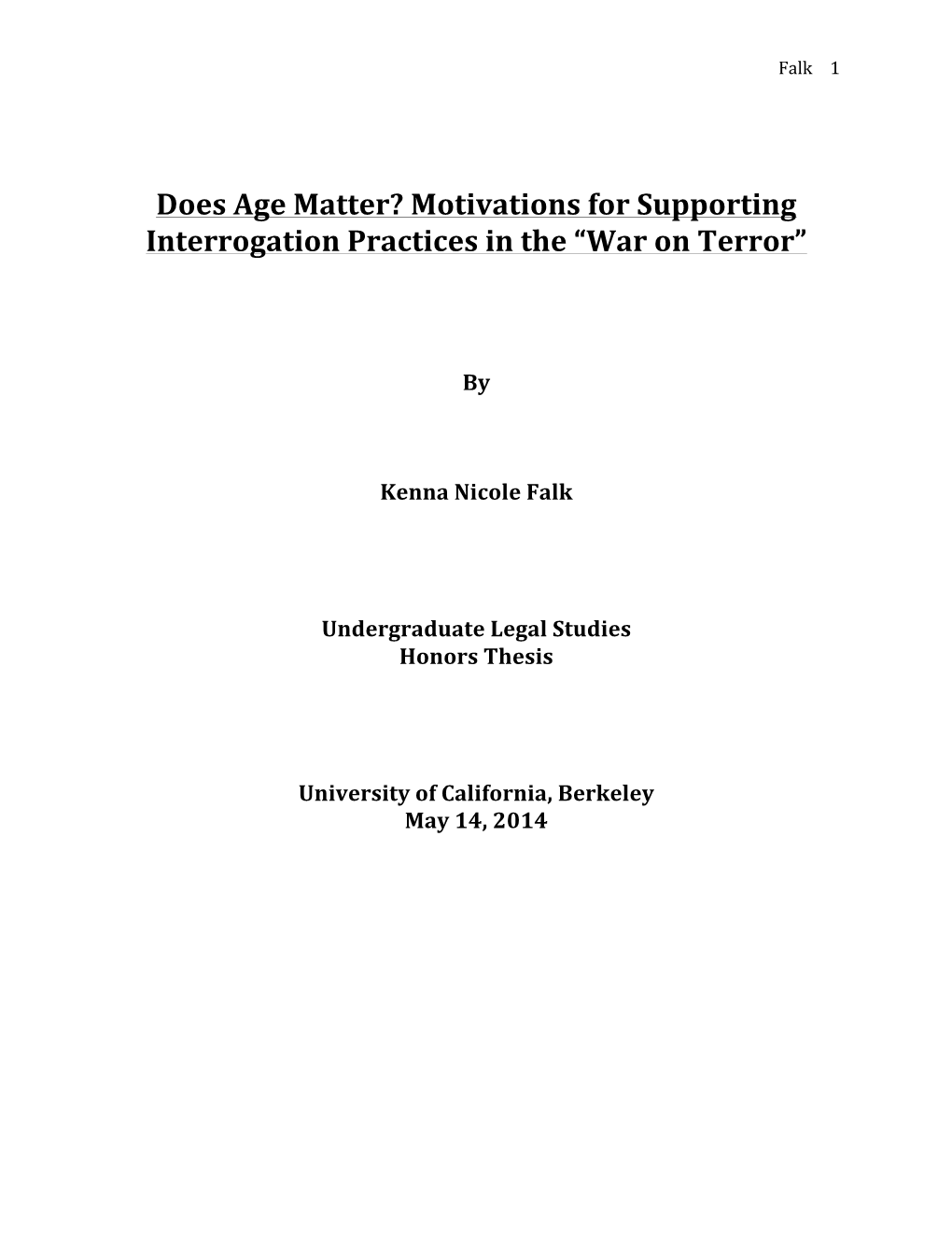 Motivations for Supporting Interrogation Practices in the “War on Terror”