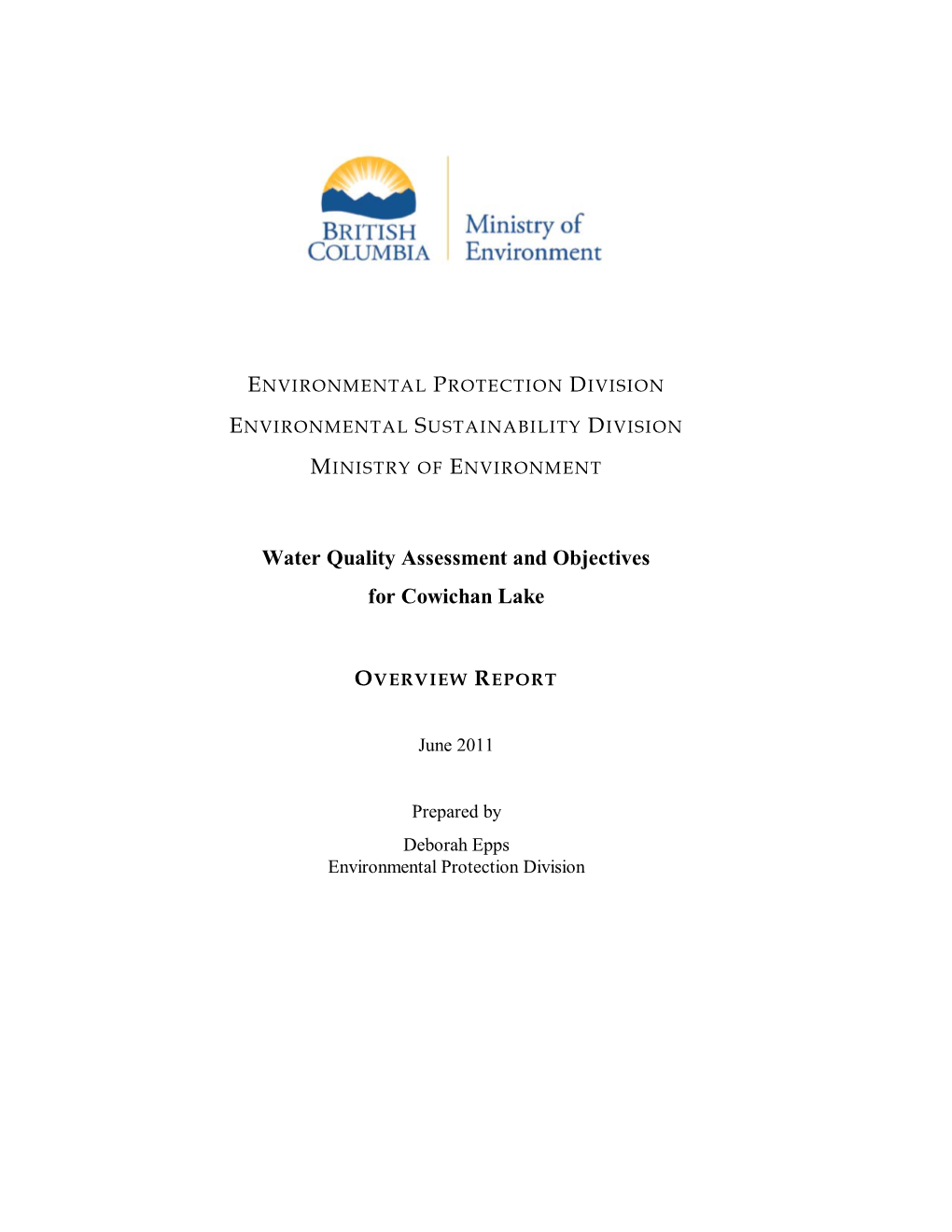 Water Quality Assessment and Objectives for Cowichan Lake