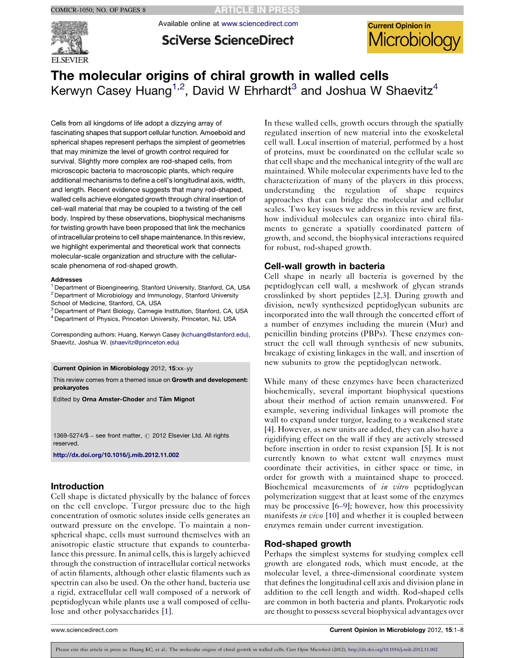 The Molecular Origins of Chiral Growth in Walled Cells