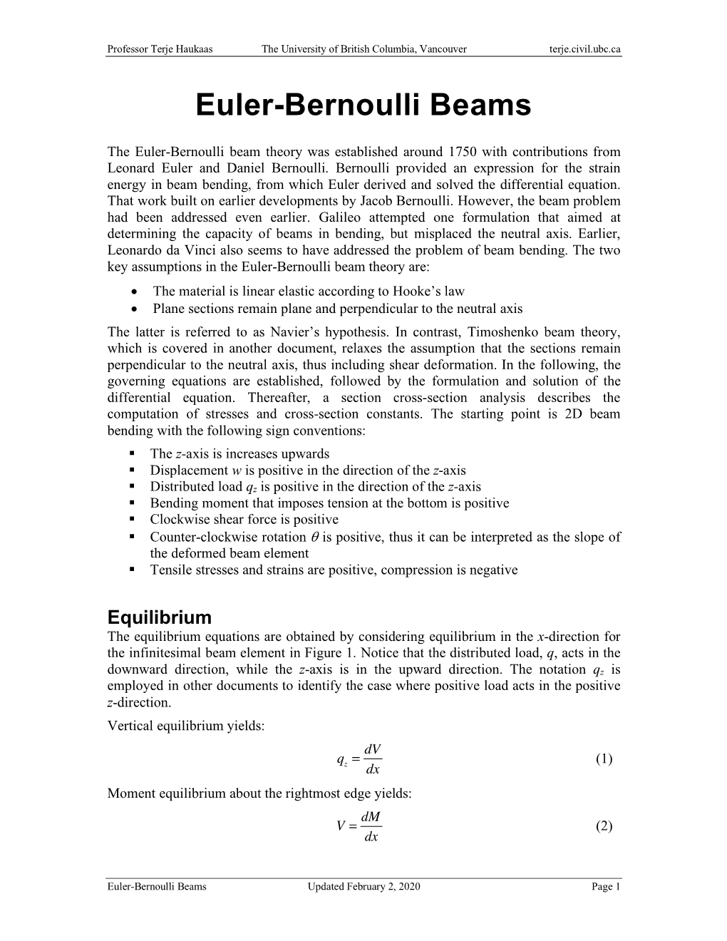 Euler-Bernoulli Beams