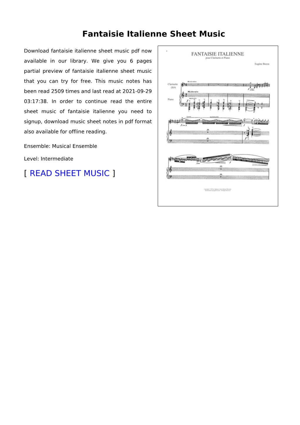 Fantaisie Italienne Sheet Music