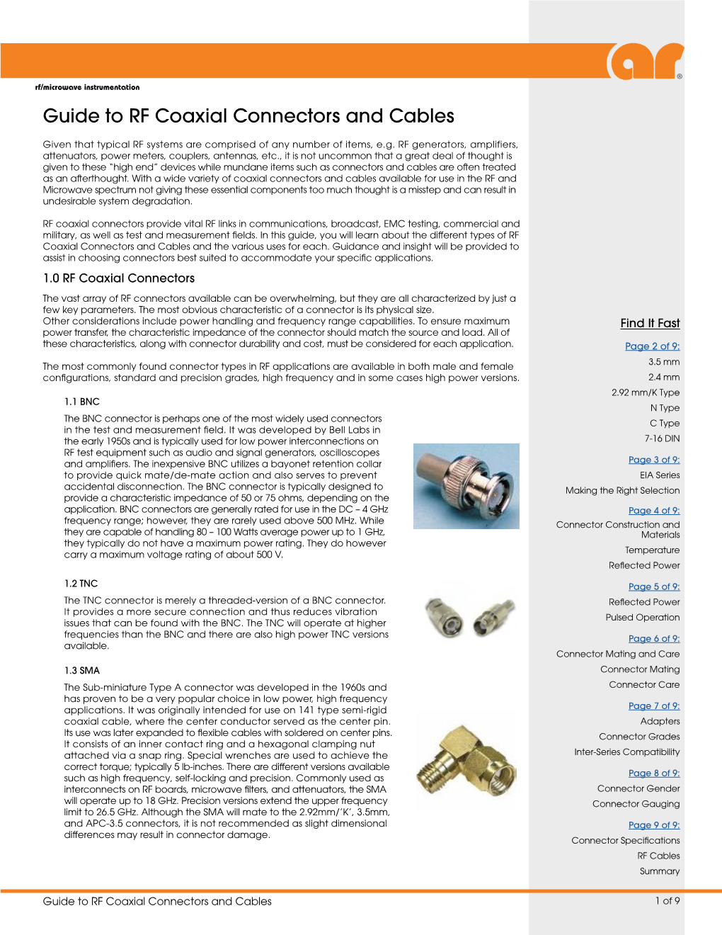 Guide to RF Coaxial Connectors and Cables