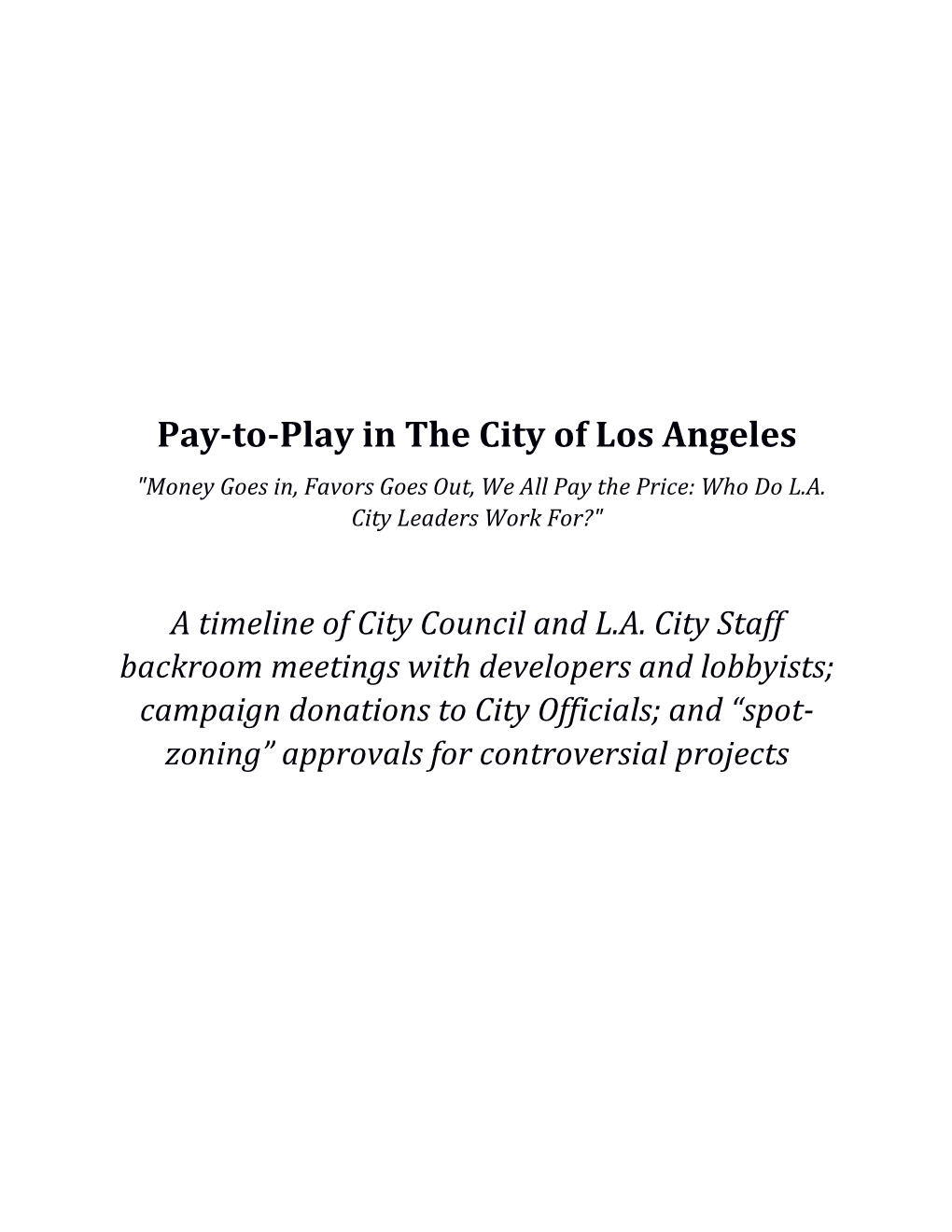 Pay-To-Play in the City of Los Angeles 