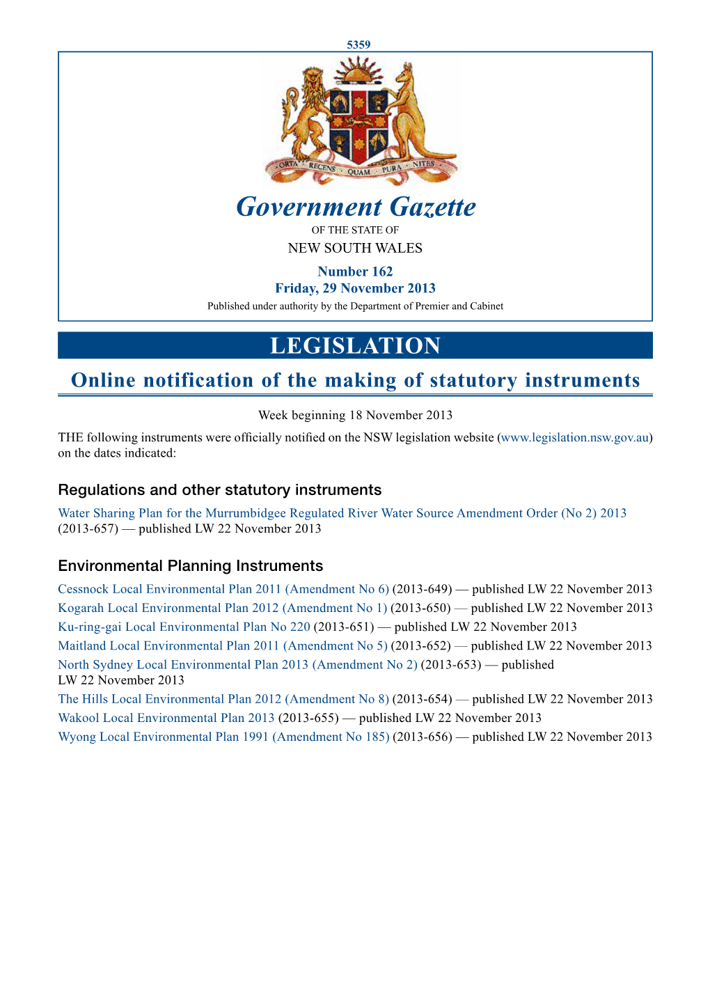 Government Gazette of 29 November 2013