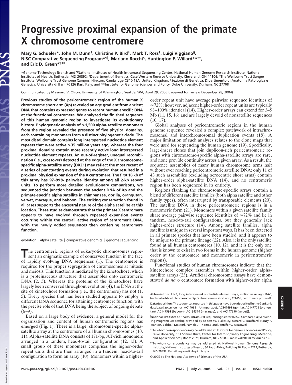 Progressive Proximal Expansion of the Primate X Chromosome Centromere