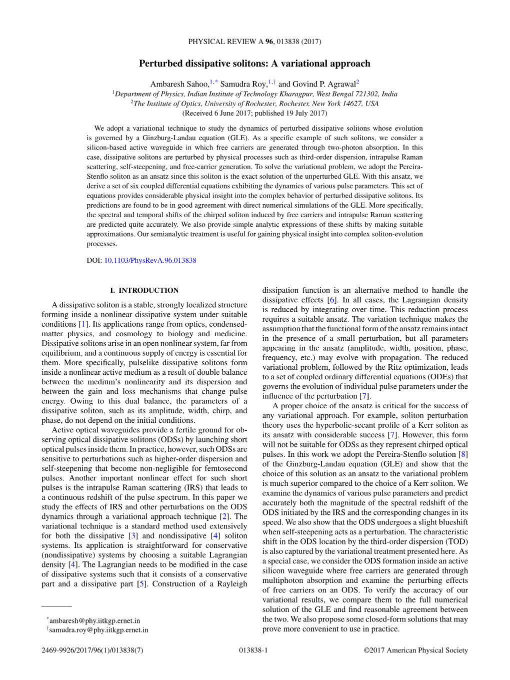 Perturbed Dissipative Solitons: a Variational Approach