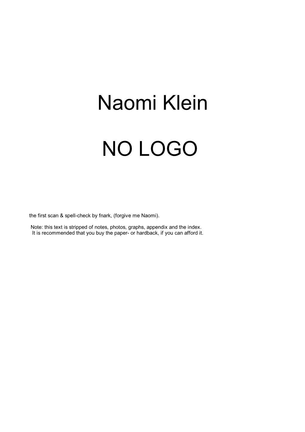 Naomi Klein NO LOGO