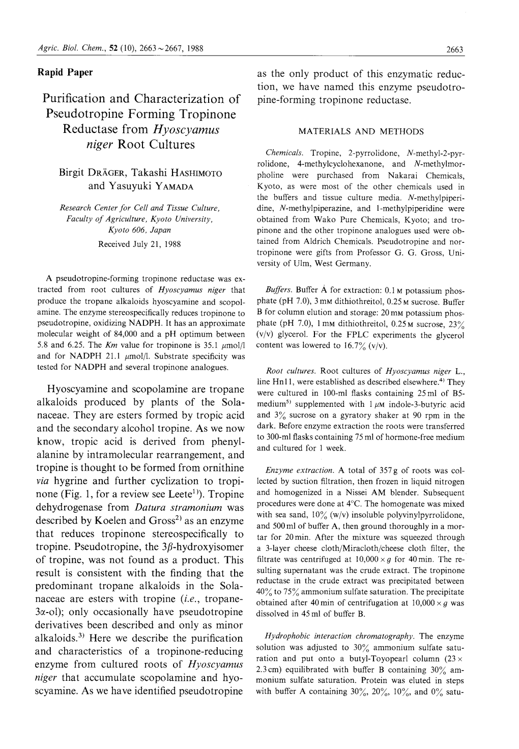 Pseudotropine Formingtropinone