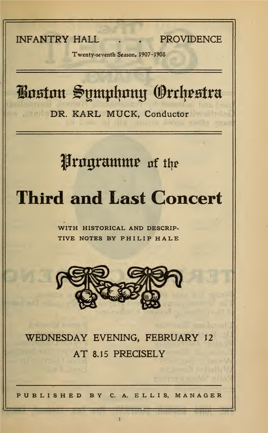 Boston Symphony Orchestra Concert Programs, Season 27,1907-1908, Trip