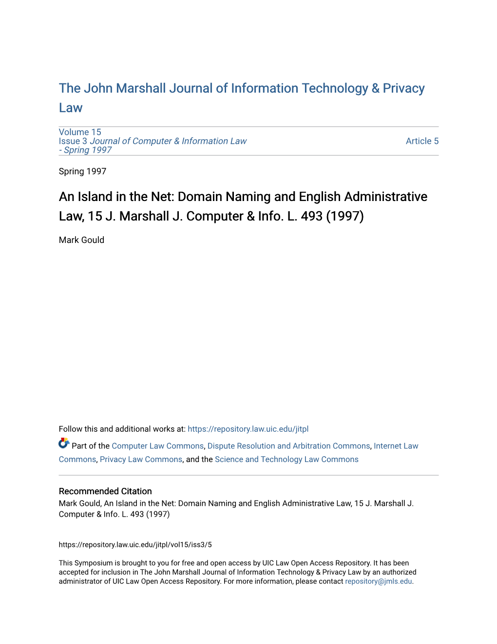 Domain Naming and English Administrative Law, 15 J. Marshall J