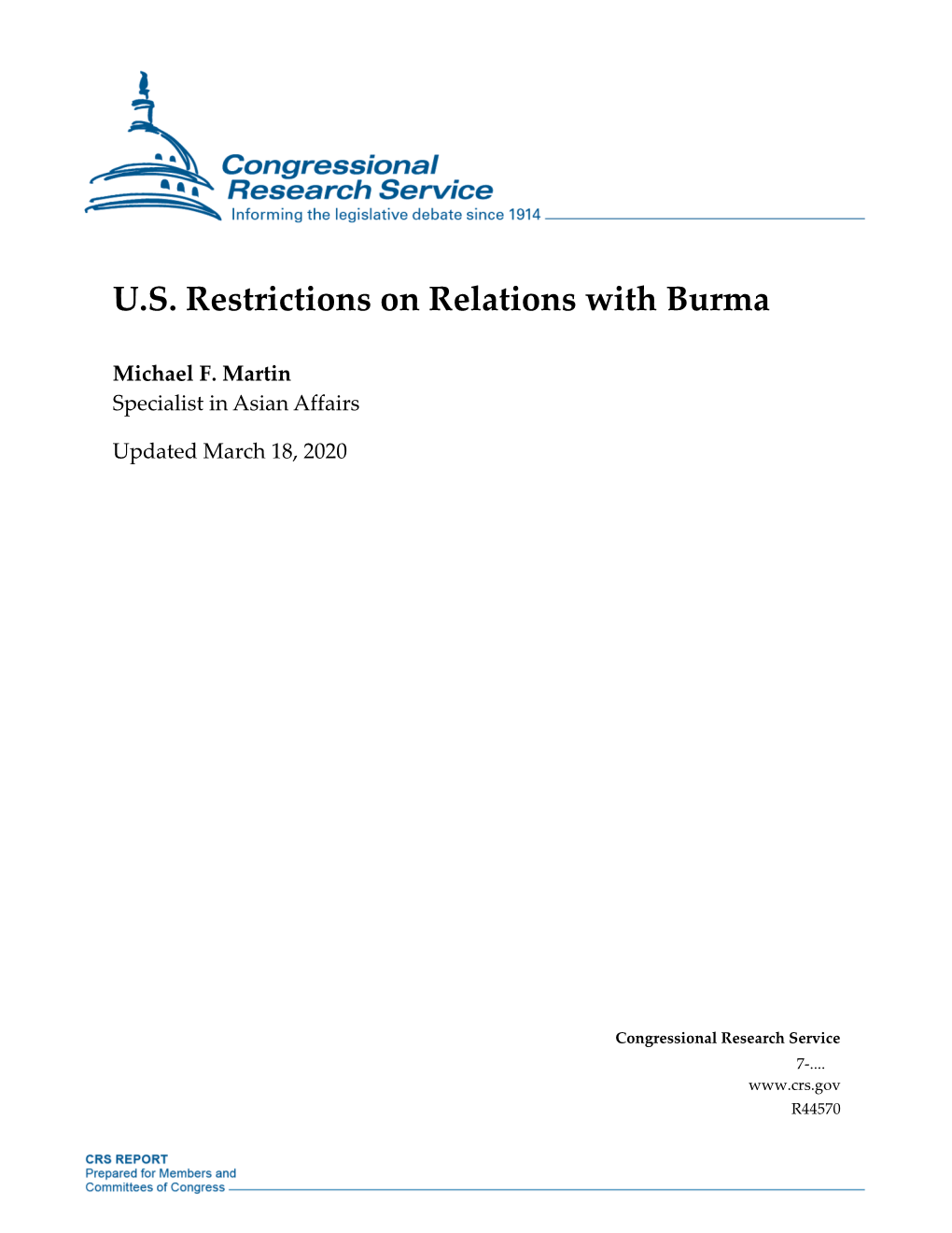 U.S. Restrictions on Relations with Burma