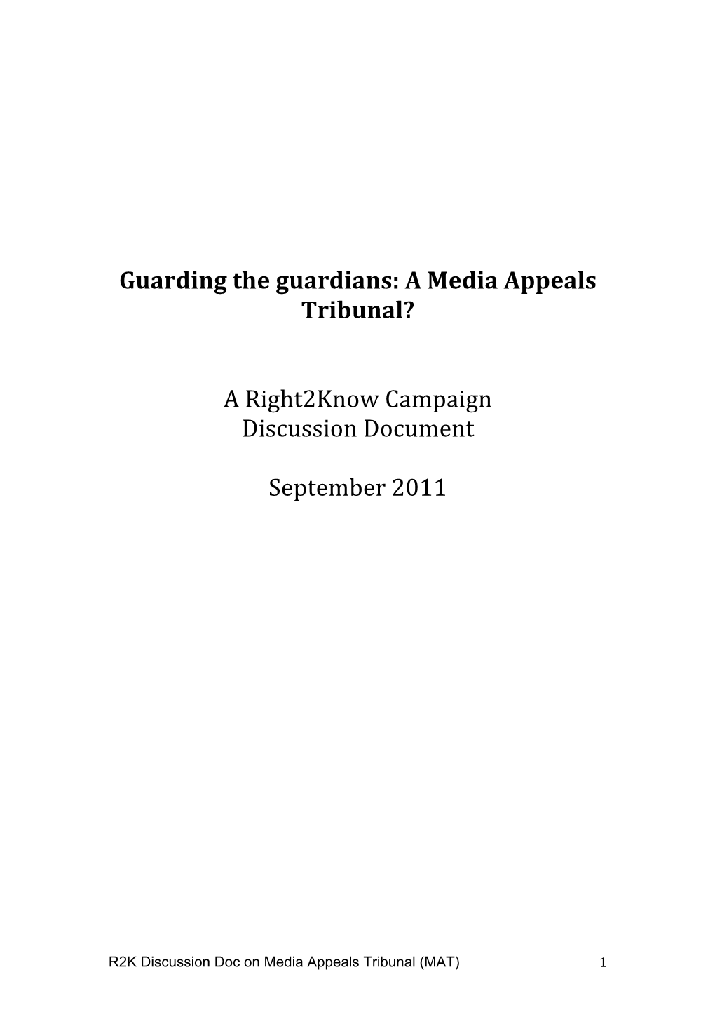 A Media Appeals Tribunal?