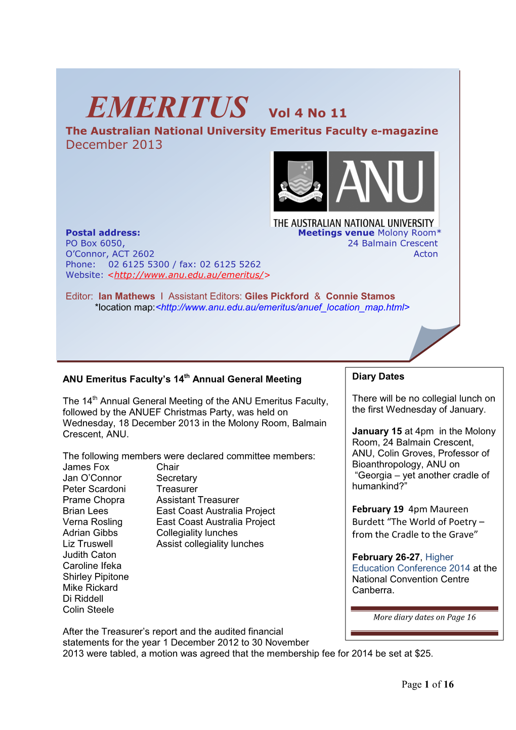 EMERITUS Vol 4 No 11 December 2013