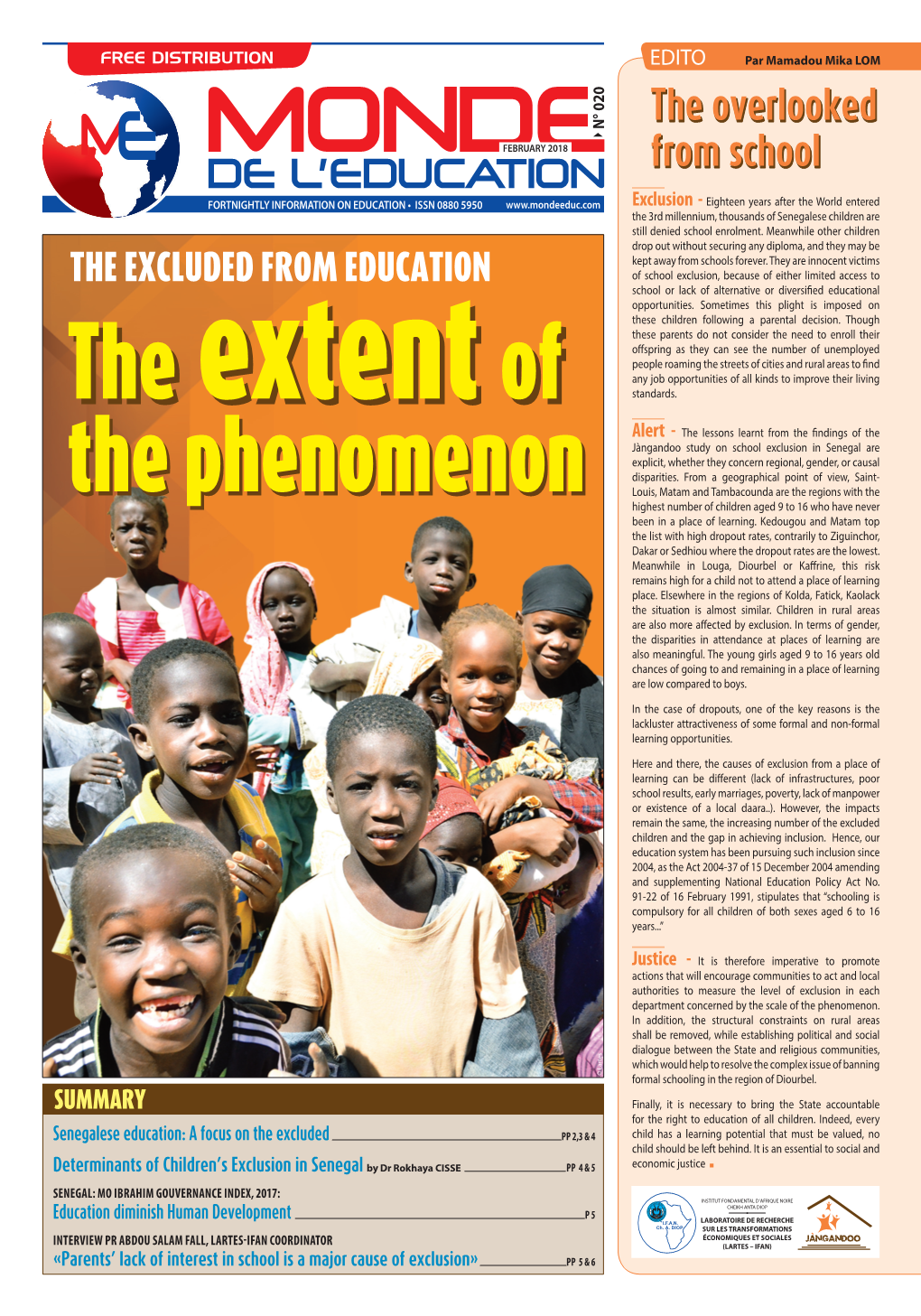 Senegalese Education: a Focus on the Excluded PP 2,3 & 4 Child Has a Learning Potential That Must Be Valued, No Child Should Be Left Behind