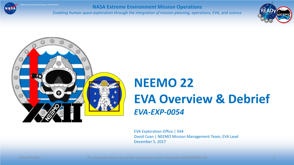 NEEMO 22 EVA Overview & Debrief