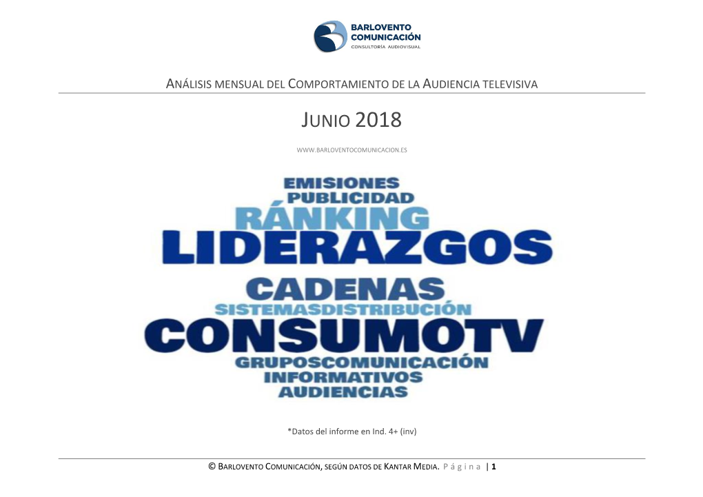 Informe De Audiencias Barlovento Junio 2018