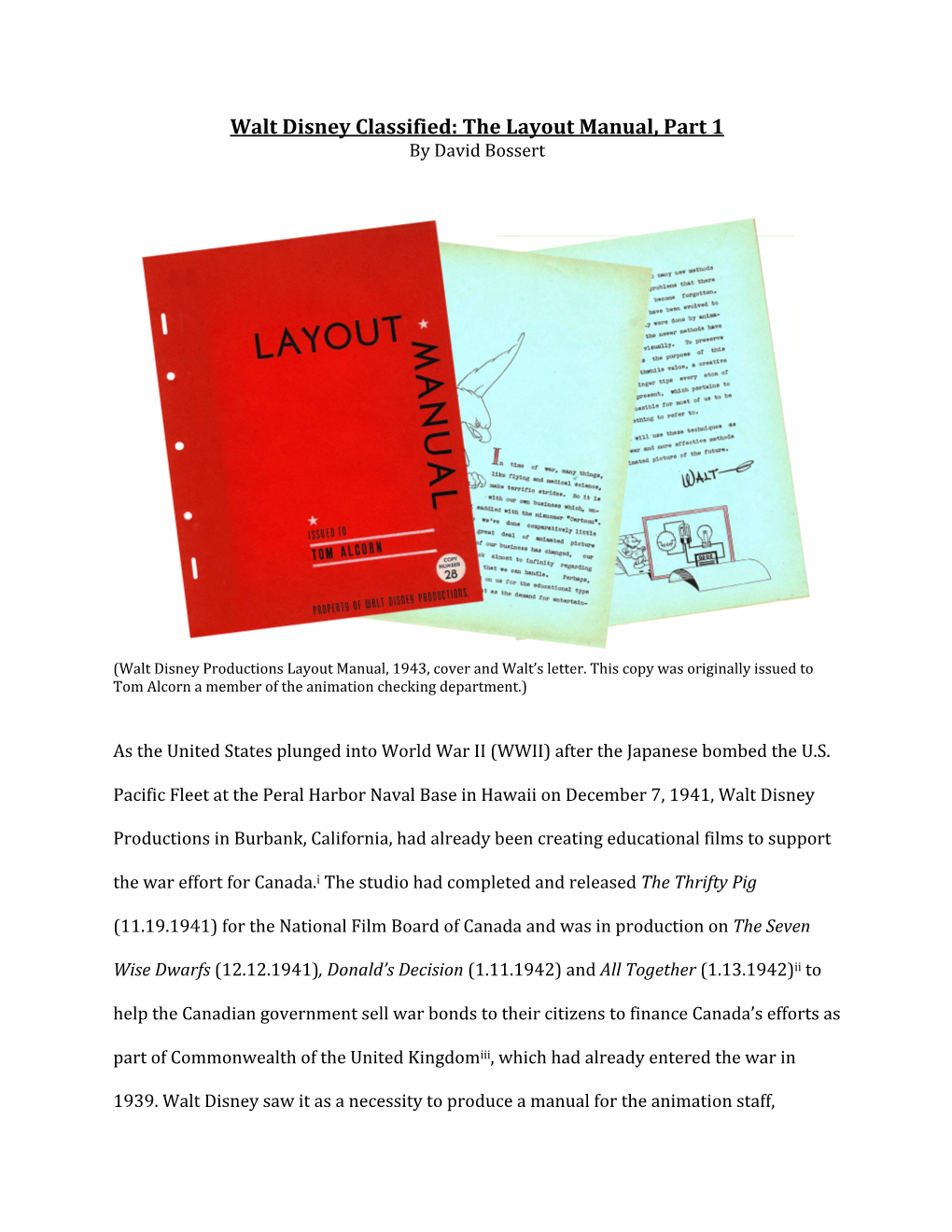 Walt Disney Classified: the Layout Manual, Part 1 by David Bossert