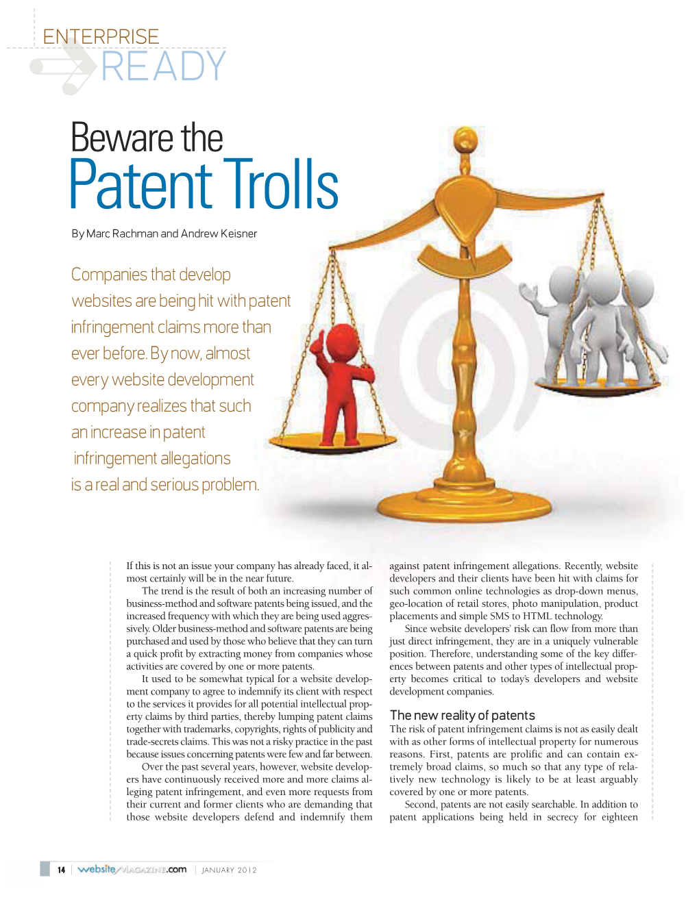 Beware the Patent Trolls by Marc Rachman and Andrew Keisner