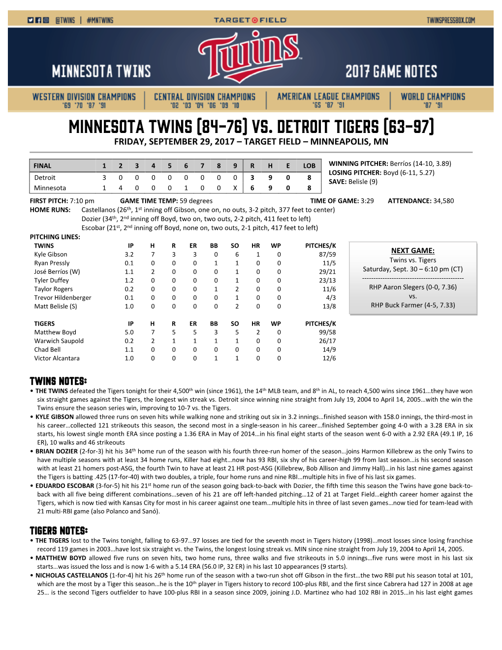 Post-Game Notes