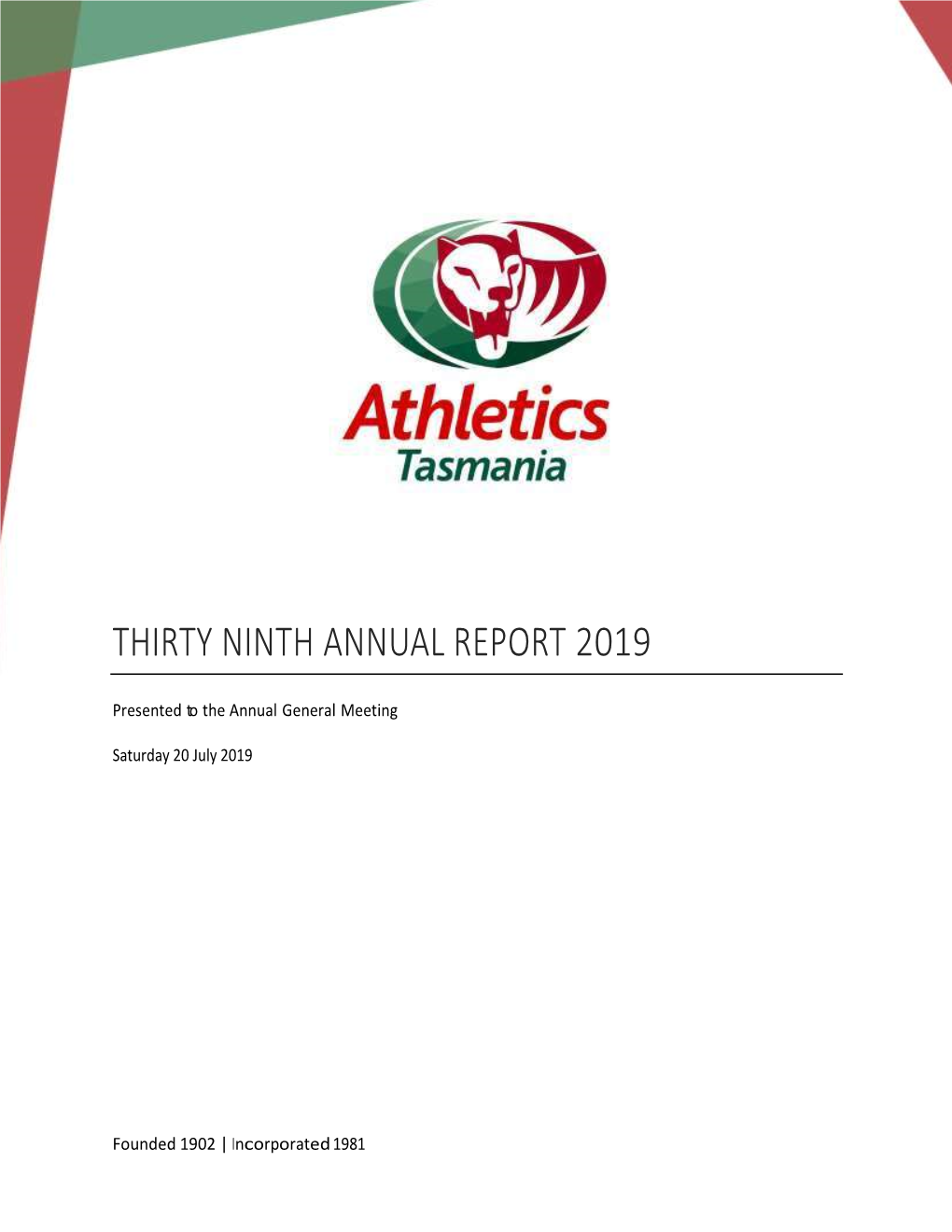 Thirty Ninth Annual Report 2019