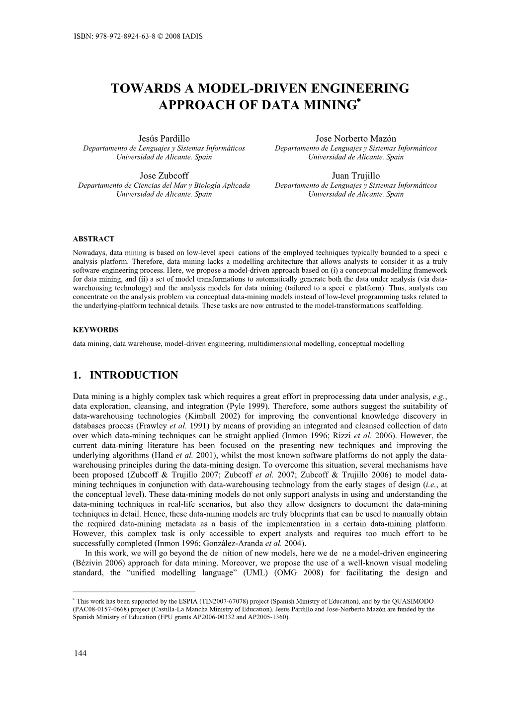 Towards a Model-Driven Engineering Approach of Data Mining∗