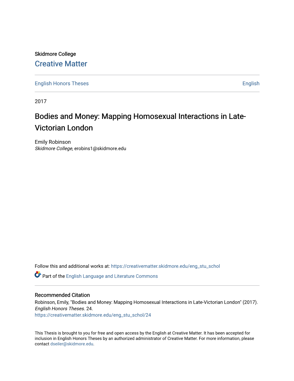 Mapping Homosexual Interactions in Late-Victorian London" (2017)