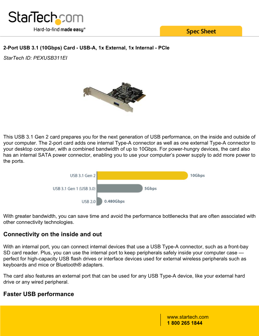 Connectivity on the Inside and out Faster USB Performance