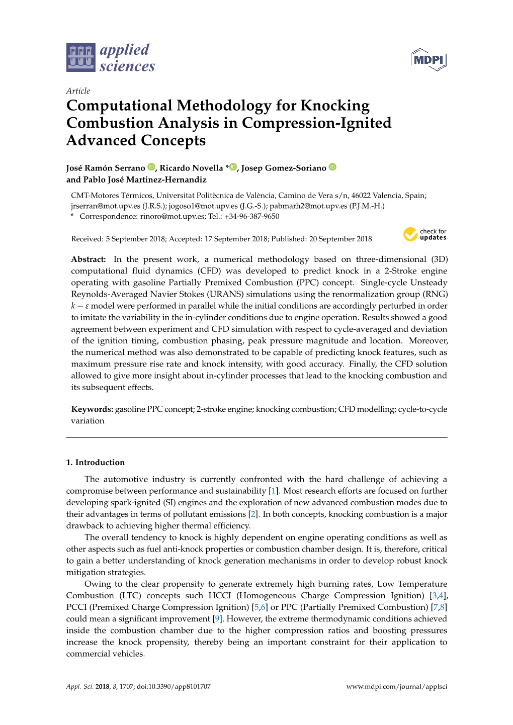 Computational Methodology for Knocking Combustion Analysis in Compression-Ignited Advanced Concepts