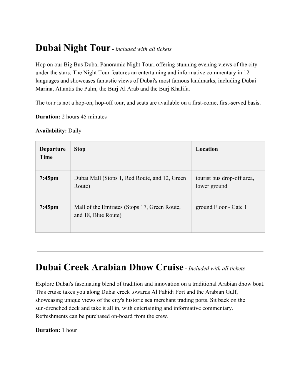 Dubai Creek Arabian Dhow Cruise​- ​Included with All