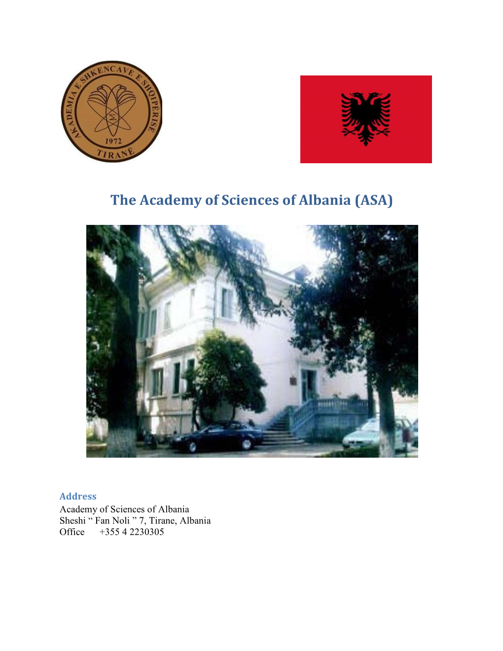 The Academy of Sciences of Albania (ASA)
