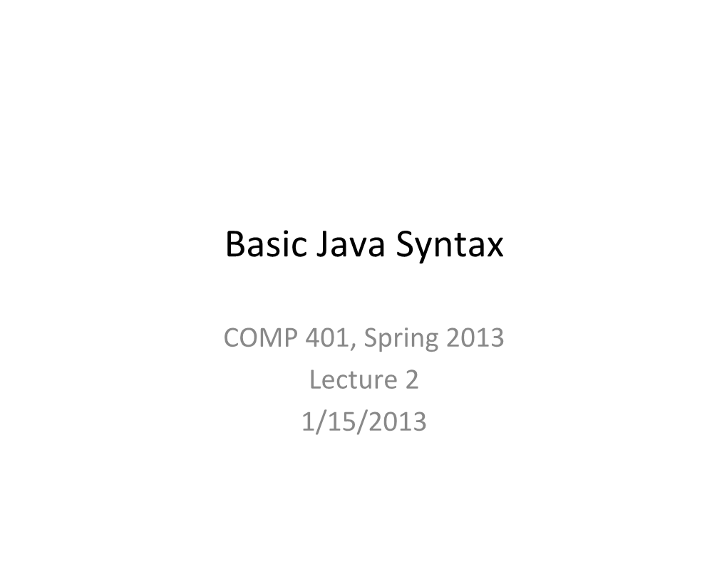 Basic Java Syntax