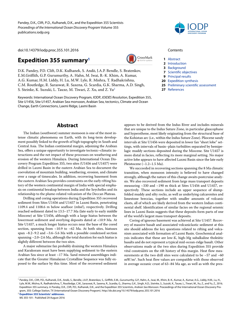 Expedition 355 Summary 2 Introduction 3 Background D.K