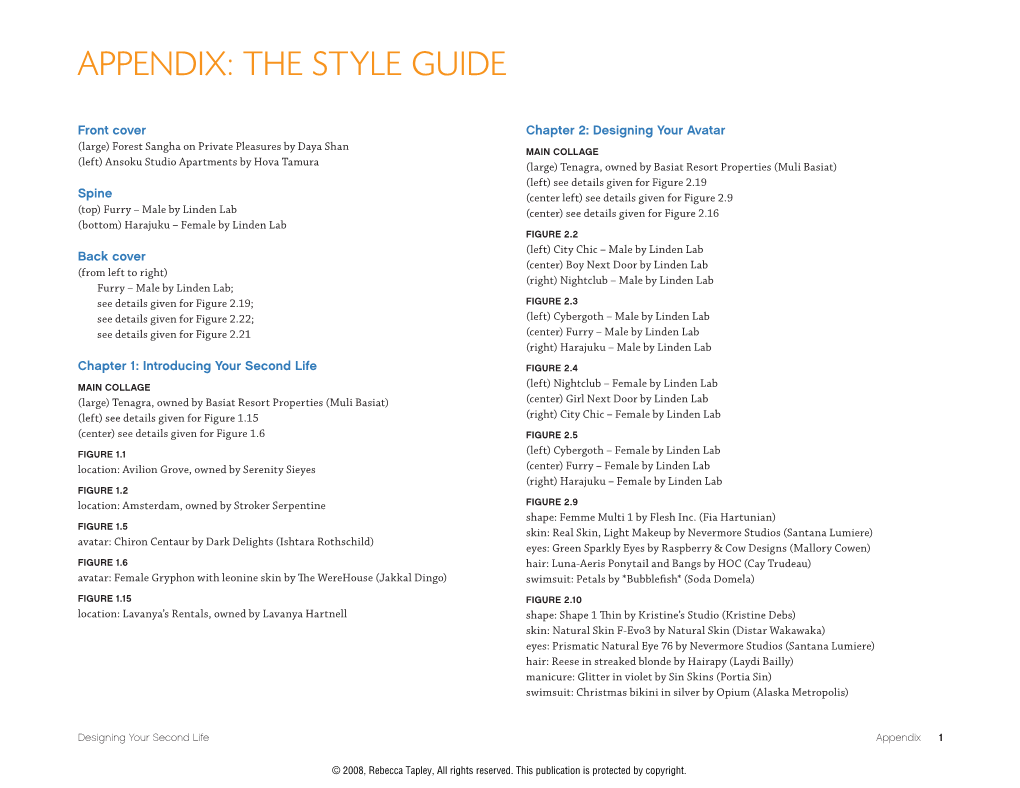 Appendix: the Style Guide