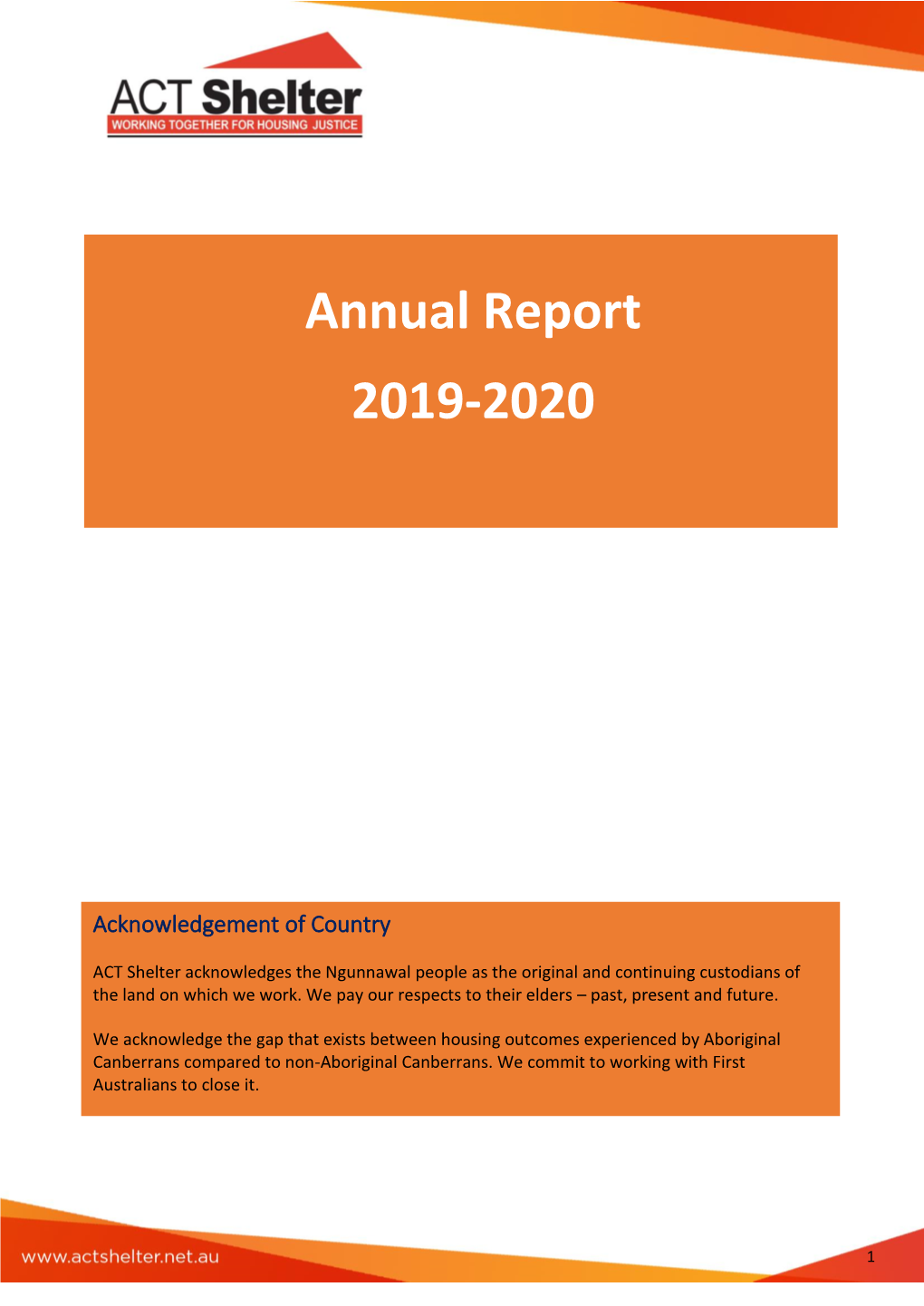 ACT Shelter Annual Report 2019-2020