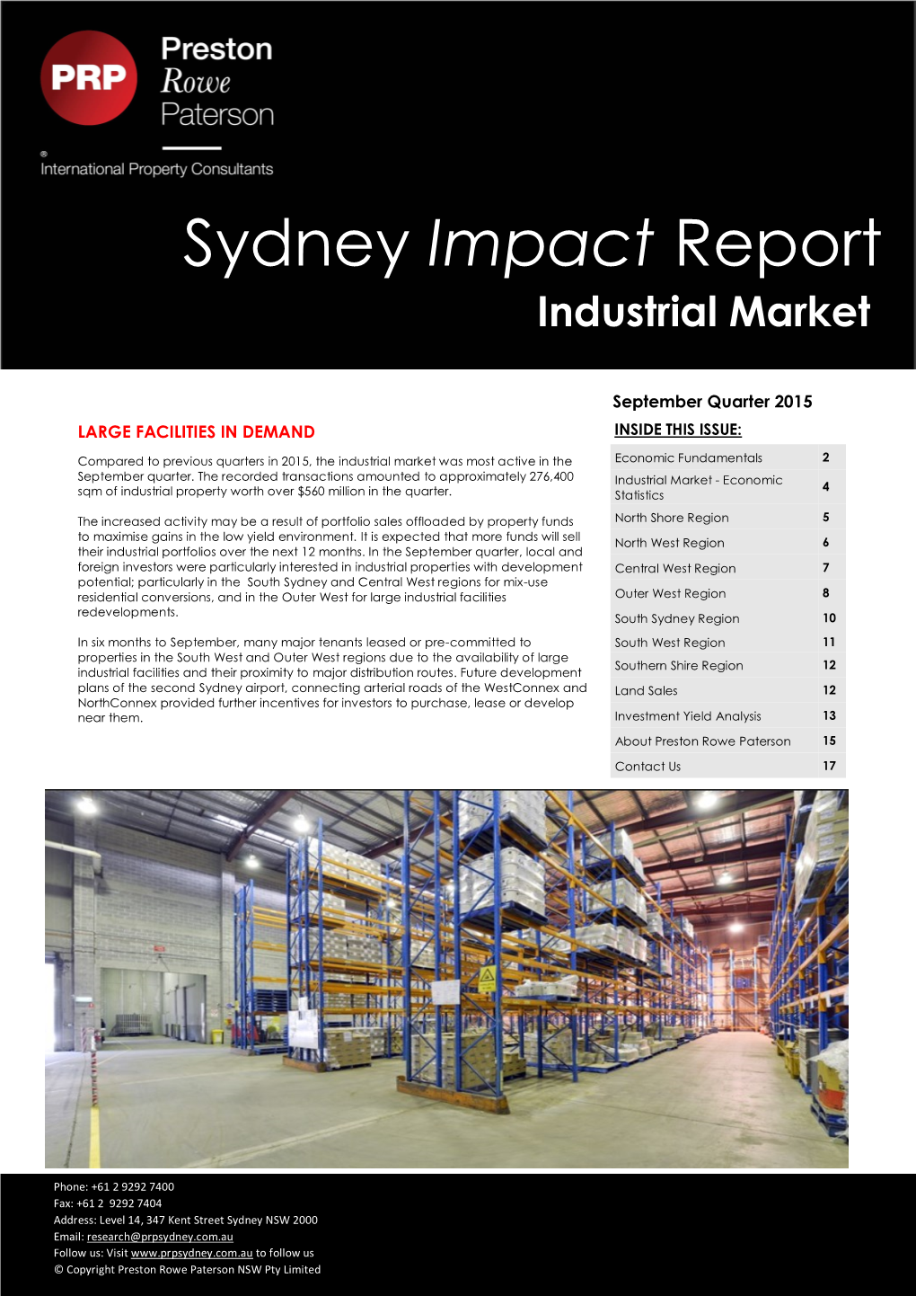 Sydney Impact Report: Industrial Market September 2015