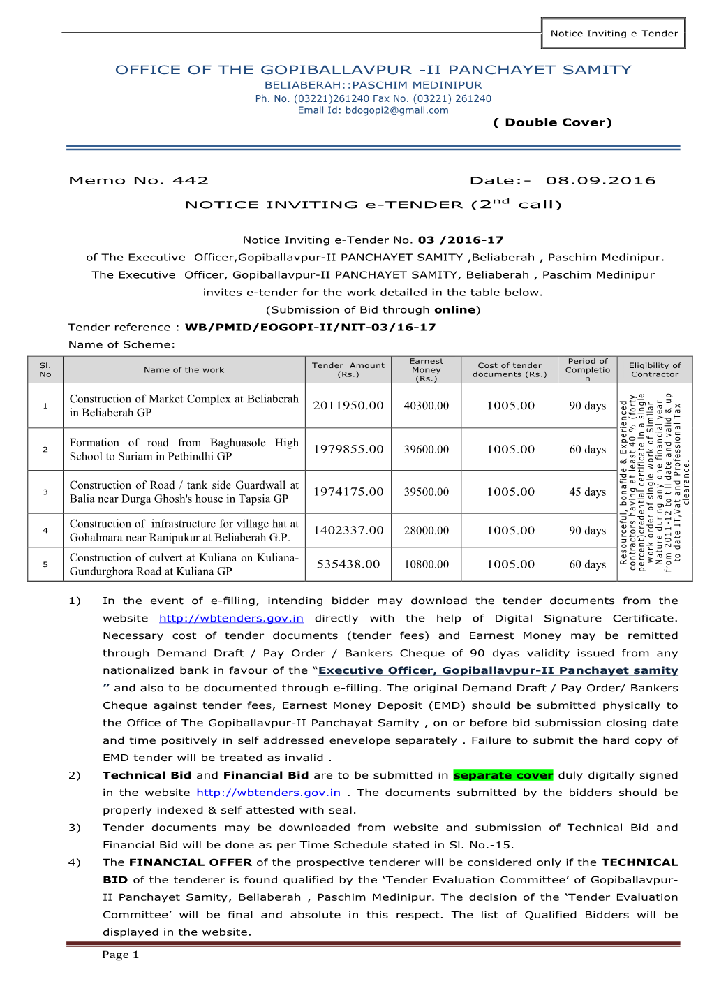 OFFICE of the GOPIBALLAVPUR -II PANCHAYET SAMITY Construction