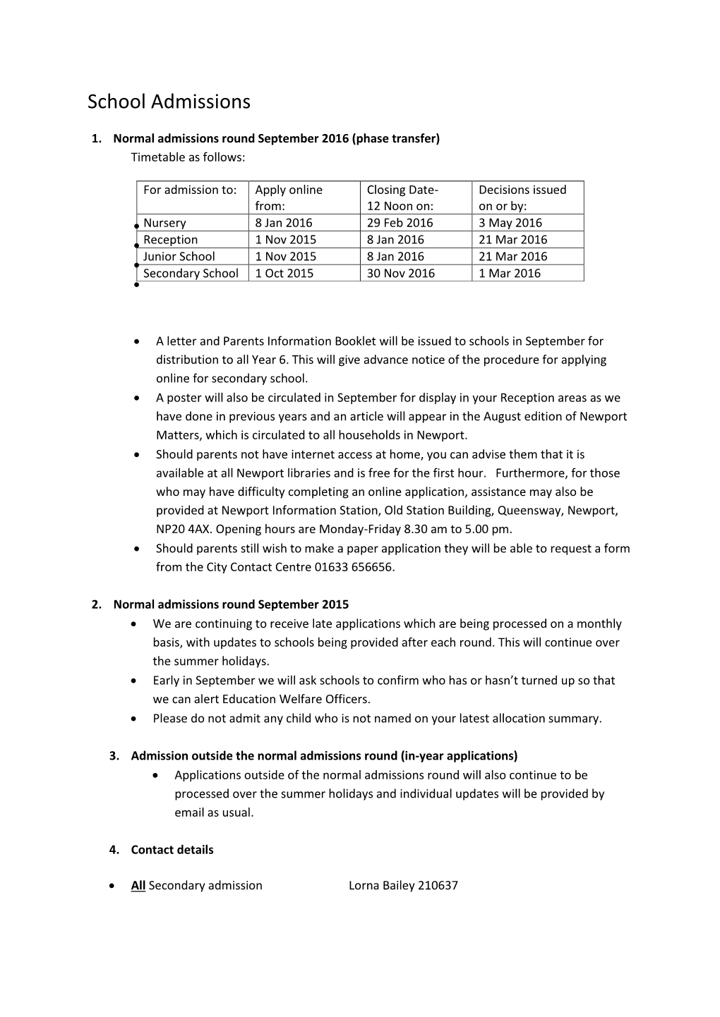 School Admissions