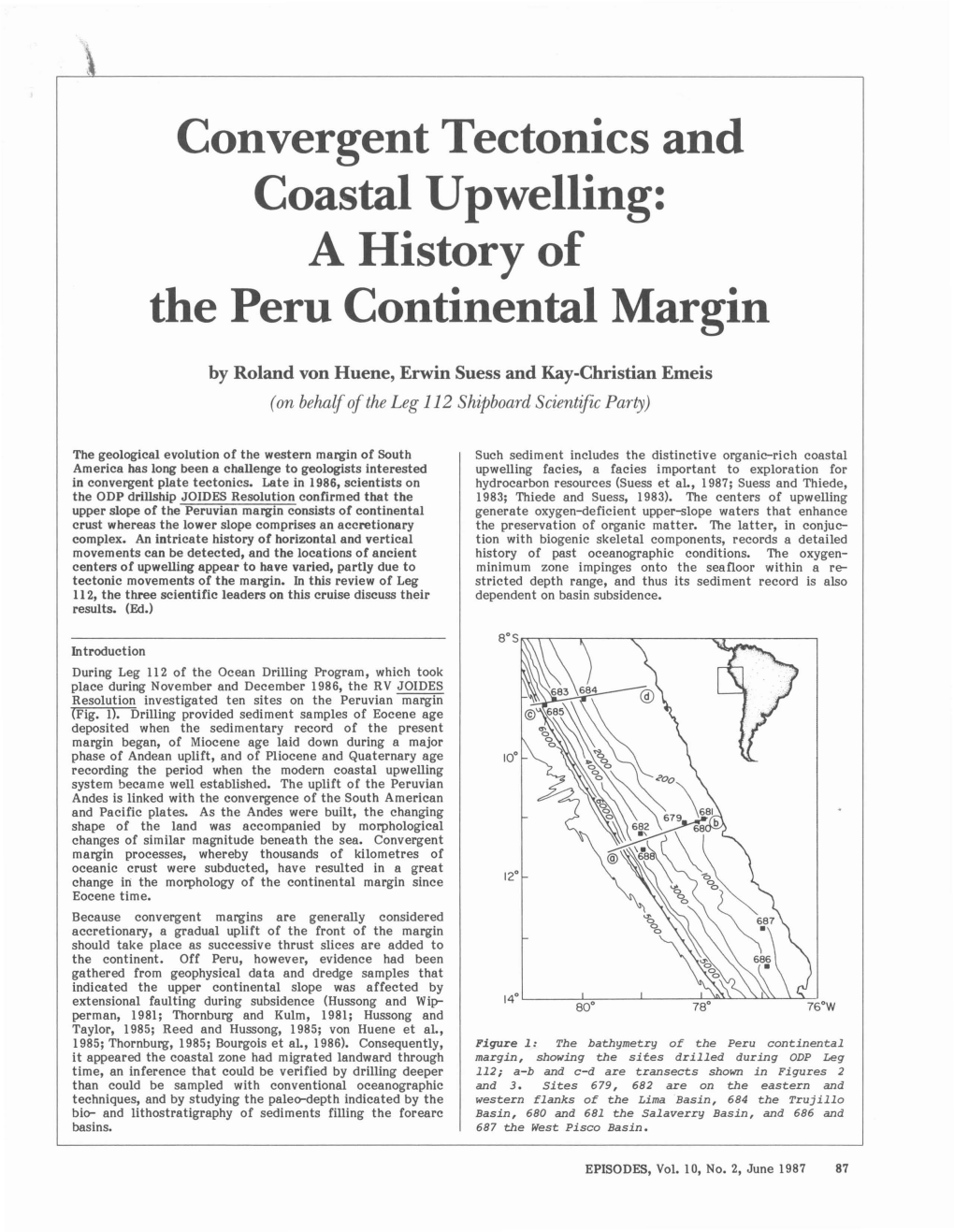 Convergent Tectonics and Coastal Upwelling: a History of the Peru Continental Margin