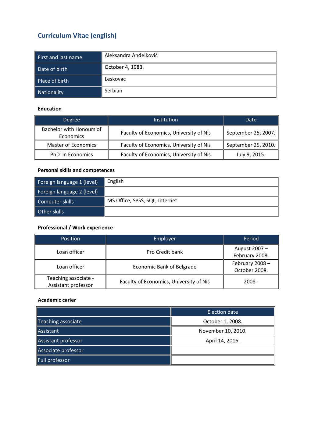 Curriculum Vitae (English)